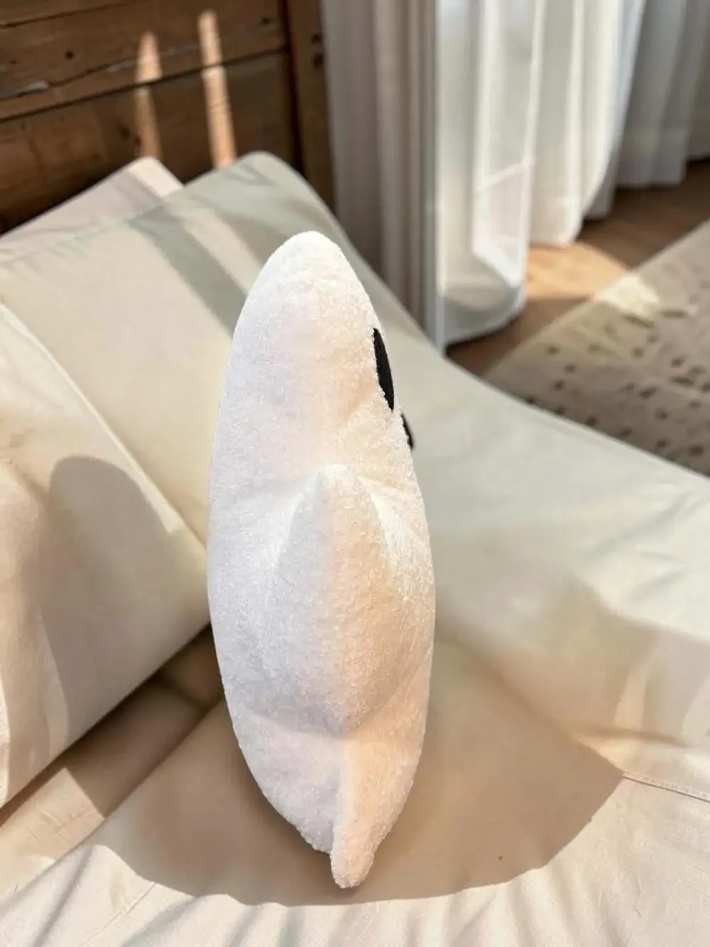 Ghost Shaped Throw Pillow White Sherpa Halloween Decor Cushion